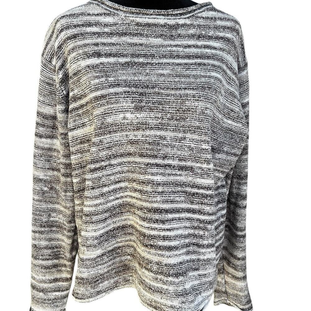 Columbia sweater, brown and cream, long sleeve, stripe women's size L